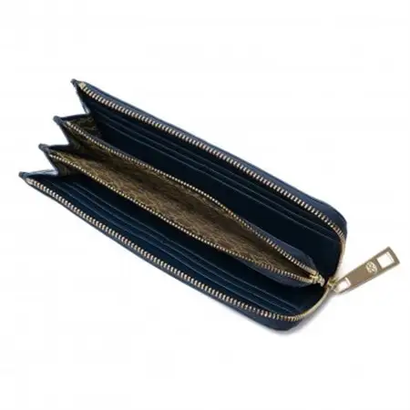 【濱野皮革工藝 HAMANO 財布】フィオーレ ロングウォレット L字型ファスナー(ダークブルー)_装飾品・工芸品 財布 服飾小物 _【1616561】