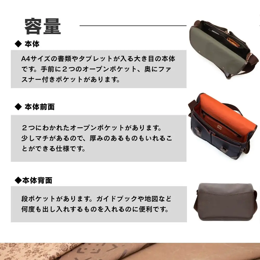 【creareきき】Bigゲームバッグ / 藍 柿渋帆布｜京都 バッグブランド 男女兼用 多機能大容量