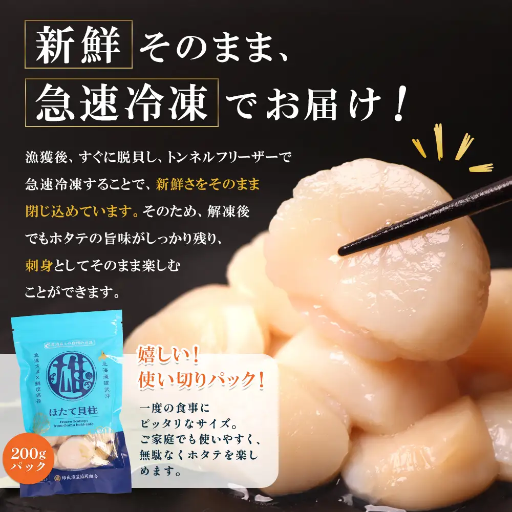 【ふるなびWEEK対象】北海道雄武町産ほたて貝柱 中小混合 200g×3 (冷凍) 使い切りパックFN-Limited-PR【0719501】