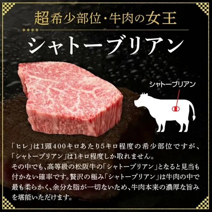 松阪牛シャトーブリアンステーキ 480g A5 [ 松阪牛 ] / 9.6-1