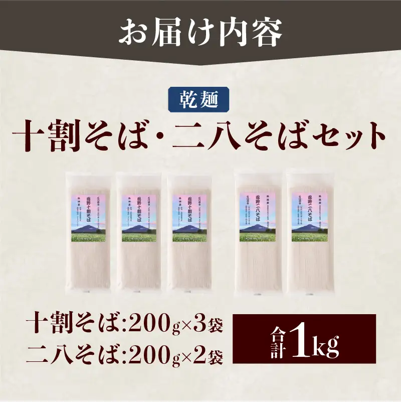 忍野十割そば＆忍野二八そば　食べ比べセット 5袋