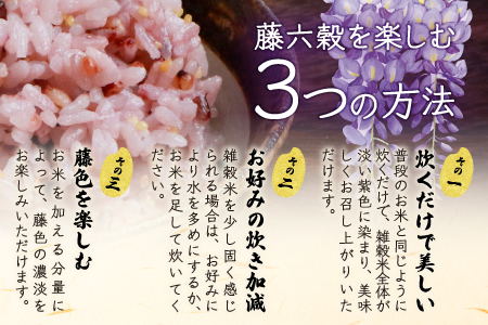 【3回定期便】【雑穀米】藤の花色に染まる美しい六穀米《藤六穀》300g×1袋 3回配送【世界農業遺産 高千穂郷・椎葉山地域】雑穀米 定期便 うるち米 たかきび 挽割とうもろこし もちあわ もち麦 黒米 TT-12