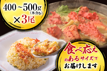 【北海道根室産】花咲ガニ400～500g×3尾 B-11119