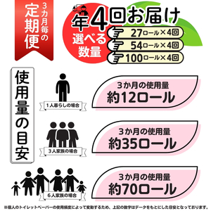 【 就労支援 】【定期便】【年4回】【ダブル】トイレットペーパー　ドリームロール 年4回配送(3ヶ月に1回)(入金後翌月より配送開始) 100ロール 再生紙 紙 トイレ用品 消耗品 備蓄 防災用品【n0542-100_tii】