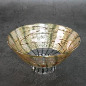  ガラス抹茶碗（抹茶茶碗・金箔扇茶碗あか）| 食器 食器
