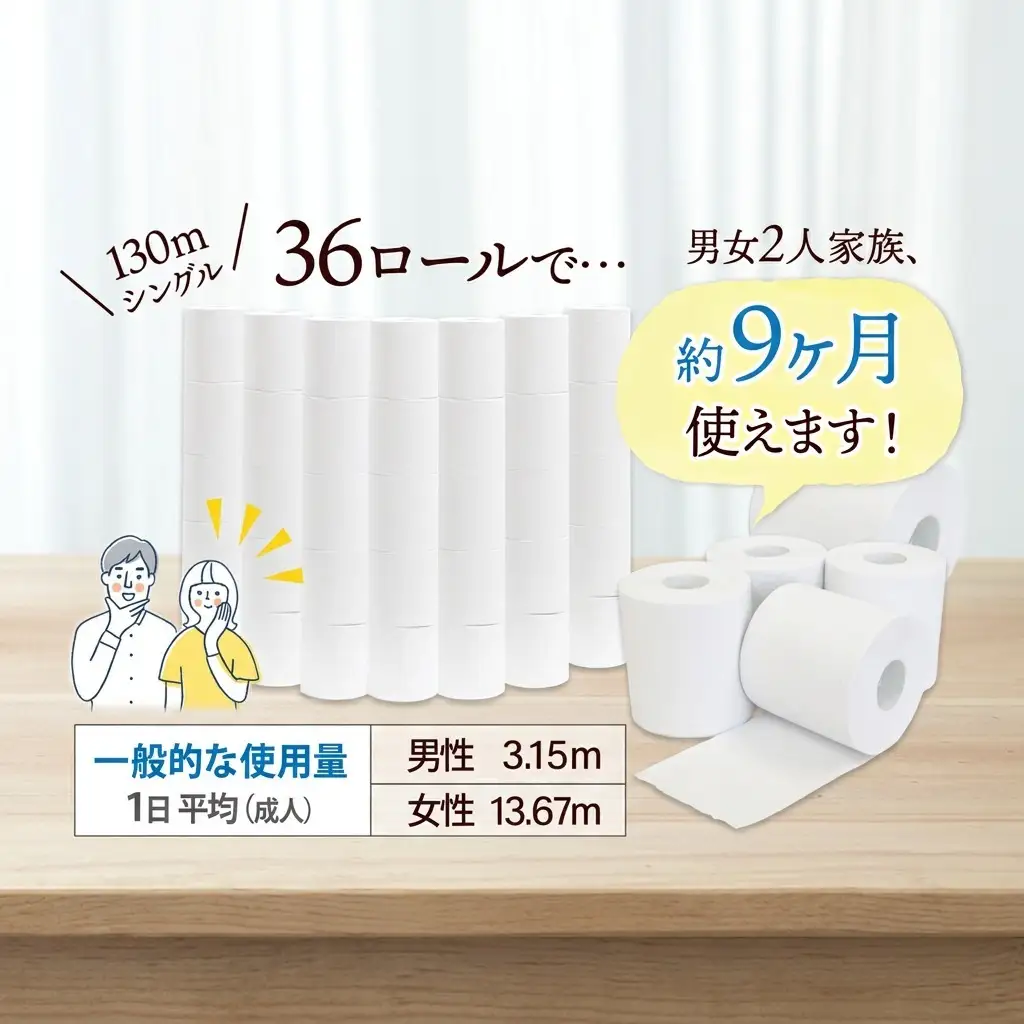 トイレットペーパー 芯なし 無包装 2倍巻 トイレットペーパー【130m 36ロール】【定期便 12ヶ月】