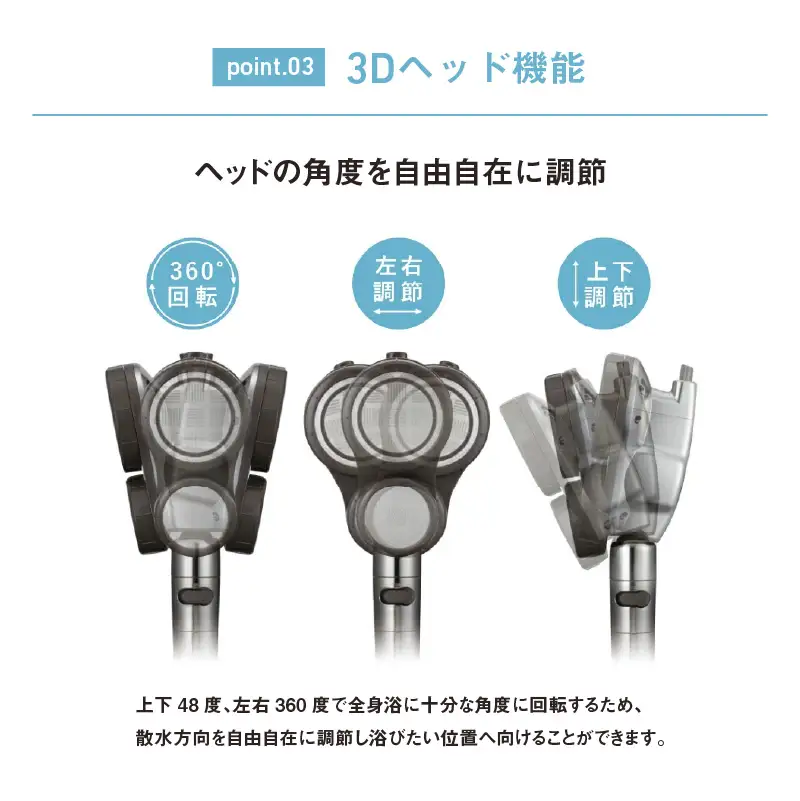 ＜世界初のシャワーヘッド＞ アラミック　3D2F顔シャワー - ”顔”と”体”2つの水流を切り替え！ 美肌 最大 節水 ５０％