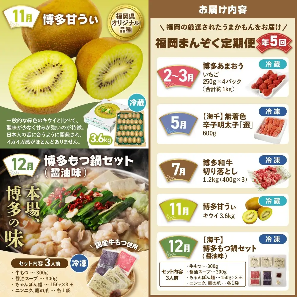 【全5回】福岡のうまかもんをお届け！福岡まんぞく定期便【ほたるの里】_HB0192