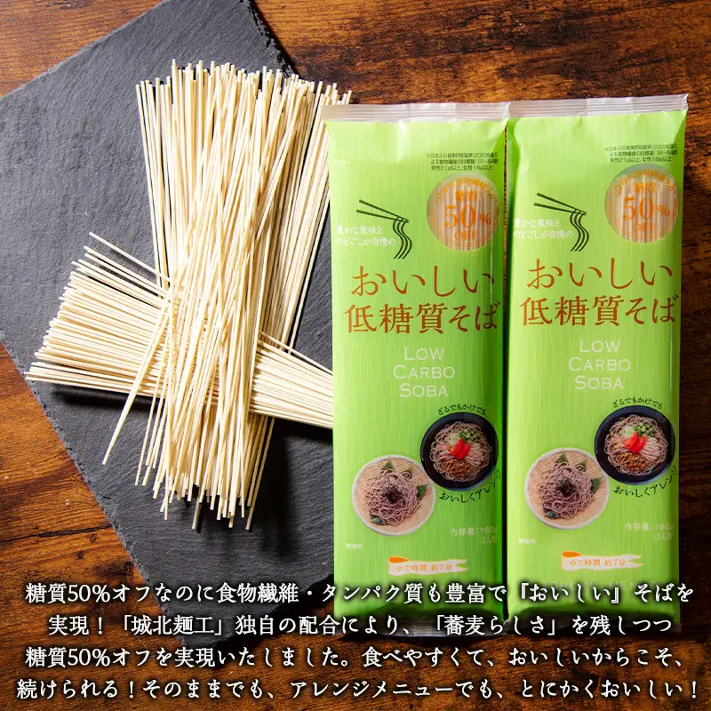 【城北麺工】おいしい低糖質麺・そばセット 計20袋 (おいしい低糖質麺180g×10袋、おいしい低糖質そば180g×10袋) FY25-182