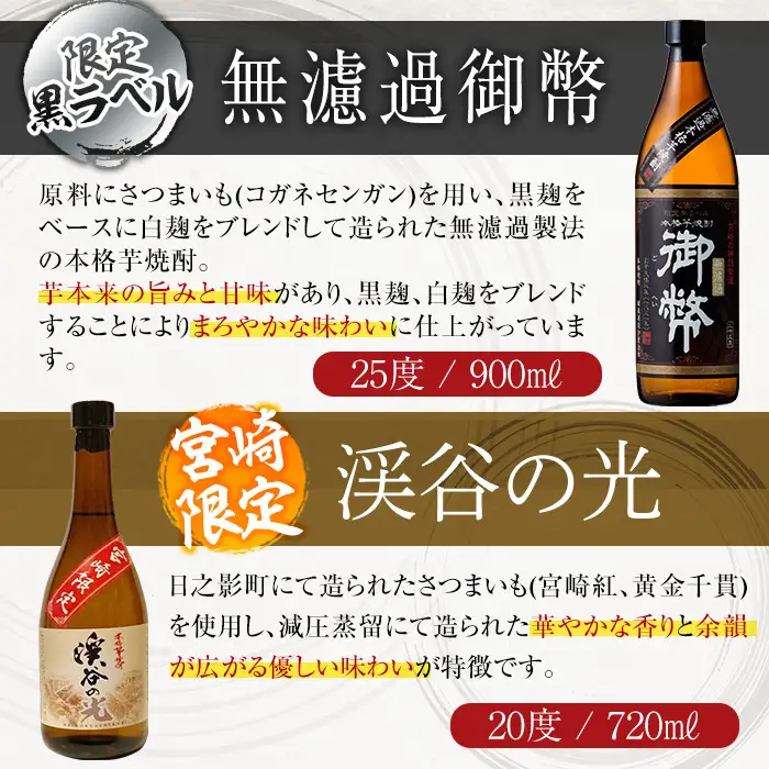 本格芋焼酎飲み比べセット(6種・720ml×3本・900ml×3本) 酒 お酒 焼酎 芋焼酎 いも焼酎 さつまいも アルコール 宮崎限定 【HM045】【姫泉酒造合資会社】