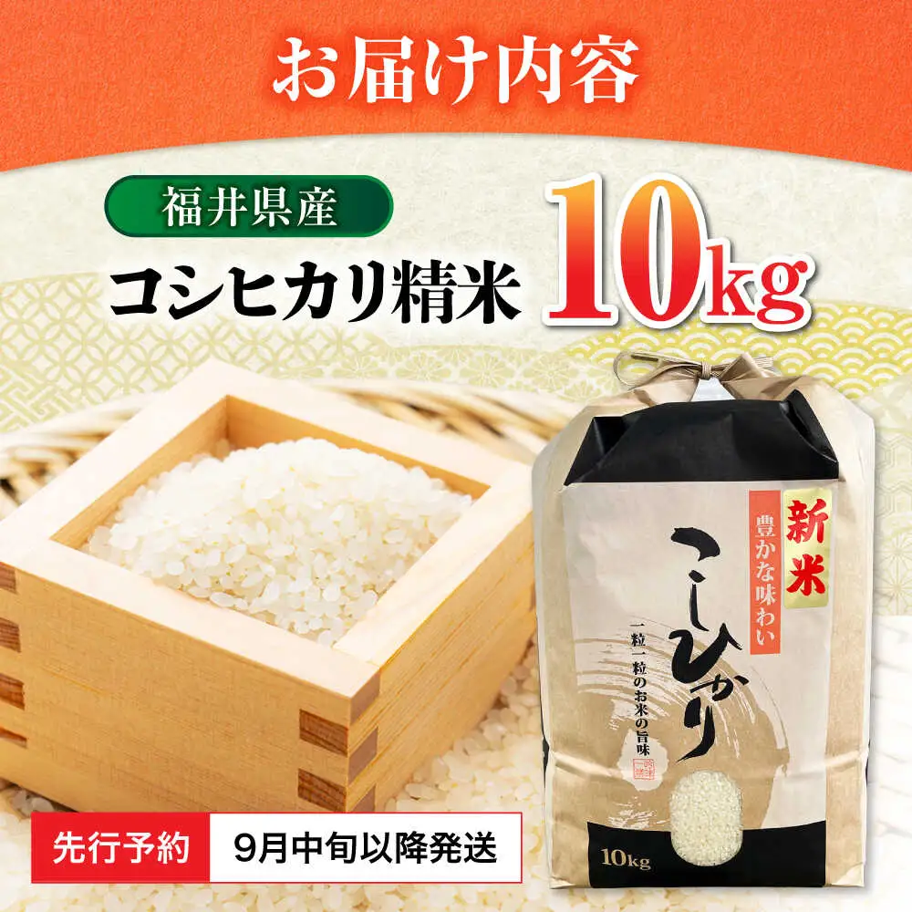 【令和8年産 新米】 【先行予約 /9月中旬以降発送】　福井県産 コシヒカリ 白米 10kg / 米 お米 精米 国産米 / 小浜市 / 北川博司 [BFDG001]