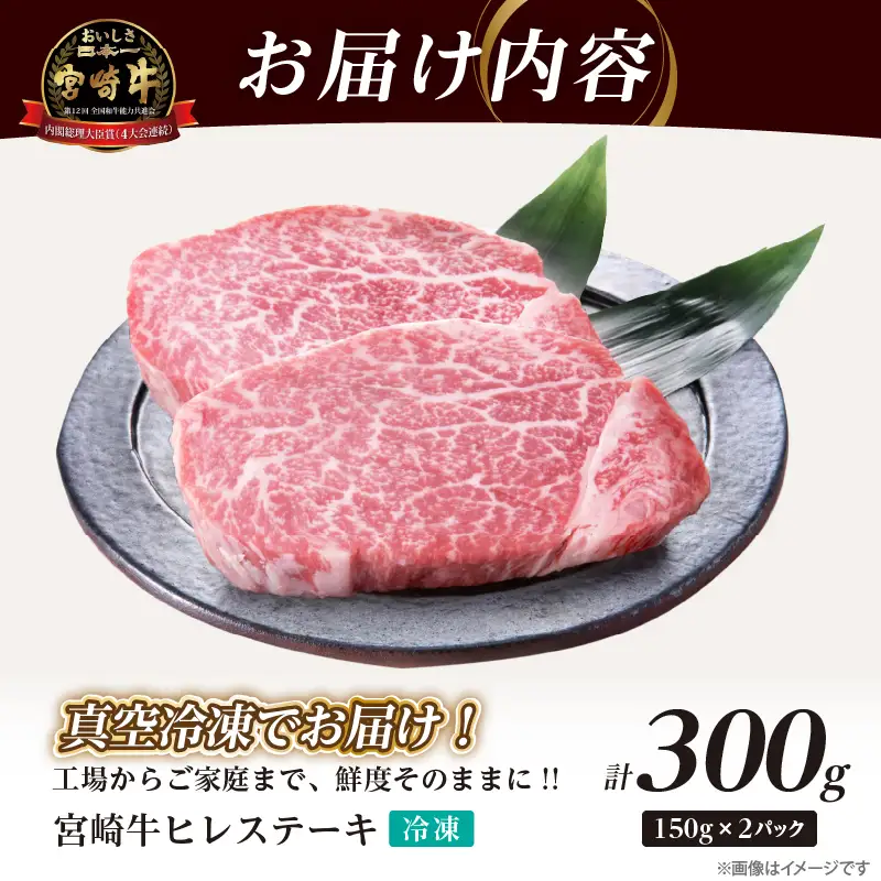 【数量限定】宮崎牛ヒレステーキ(計300g) 肉 牛 牛肉 ステーキ 国産_T041-0145