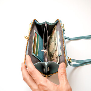 【ライトブルー】スマホショルダー お財布ショルダー がま口 がま口財布 スマホポーチ スマホポシェット