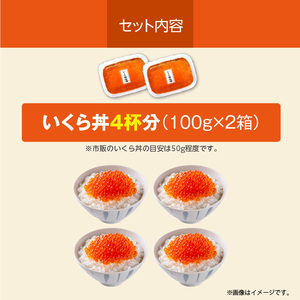 北海道産 いくら 内容量 100g × 2箱 醤油漬け 新鮮 瞬間凍結 ガスパック方式 できたて 色 香り 味 本場 いくら丼 魚卵 海鮮 自然解凍 簡単 夕食 晩ごはん 小分け パック 便利 冷凍 食品 お取り寄せ お取り寄せグルメ 北海道 函館市 送料無料_HD117-030