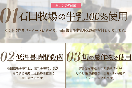 石田牧場のジェラート屋めぐり おまかせ ジェラート6個セット [1096]