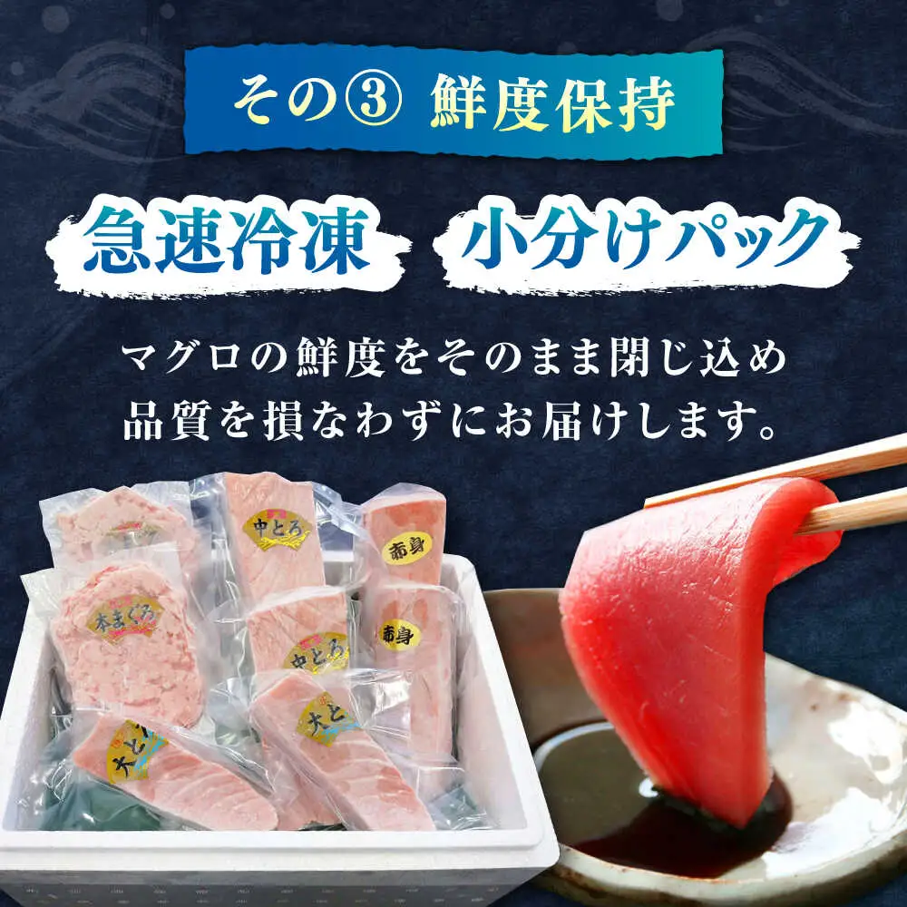 【1週間以内発送】対馬産 本マグロ 4種 計1.1kg（赤身/中トロ/大トロ/ネギトロ）[WAH028] マグロ トロ 中トロ スピード発送 最速発送 最短発送