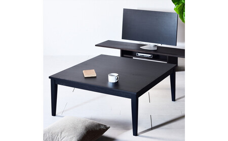 【シンプルモダンな家具のお部屋に】 シャープなデザインのＮＯ１センターテーブル80×80 オークブラック ローテーブル 無垢材 国産 大川家具