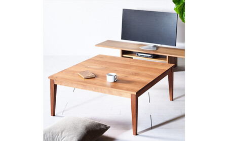 【シンプルモダンな家具のお部屋に】 シャープなデザインのＮＯ１センターテーブル80×80 チェリー ローテーブル 無垢材 国産 大川家具