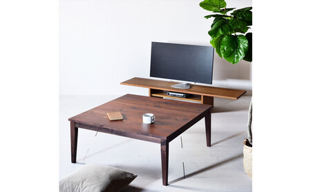 【シンプルモダンな家具のお部屋に】 シャープなデザインのＮＯ１センターテーブル90×90 ウォールナット ローテーブル 無垢材 国産 大川家具