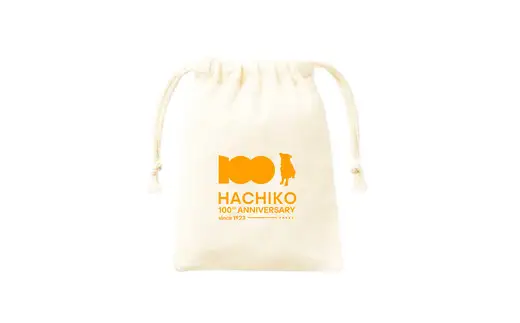 HACHI100グッズセット（HACHI100オリジナルピンバッジ・HACHIオリジナルステッカー・HACHIオリジナルコットン巾着）　30P7315【一般社団法人 秋田犬ツーリズム】