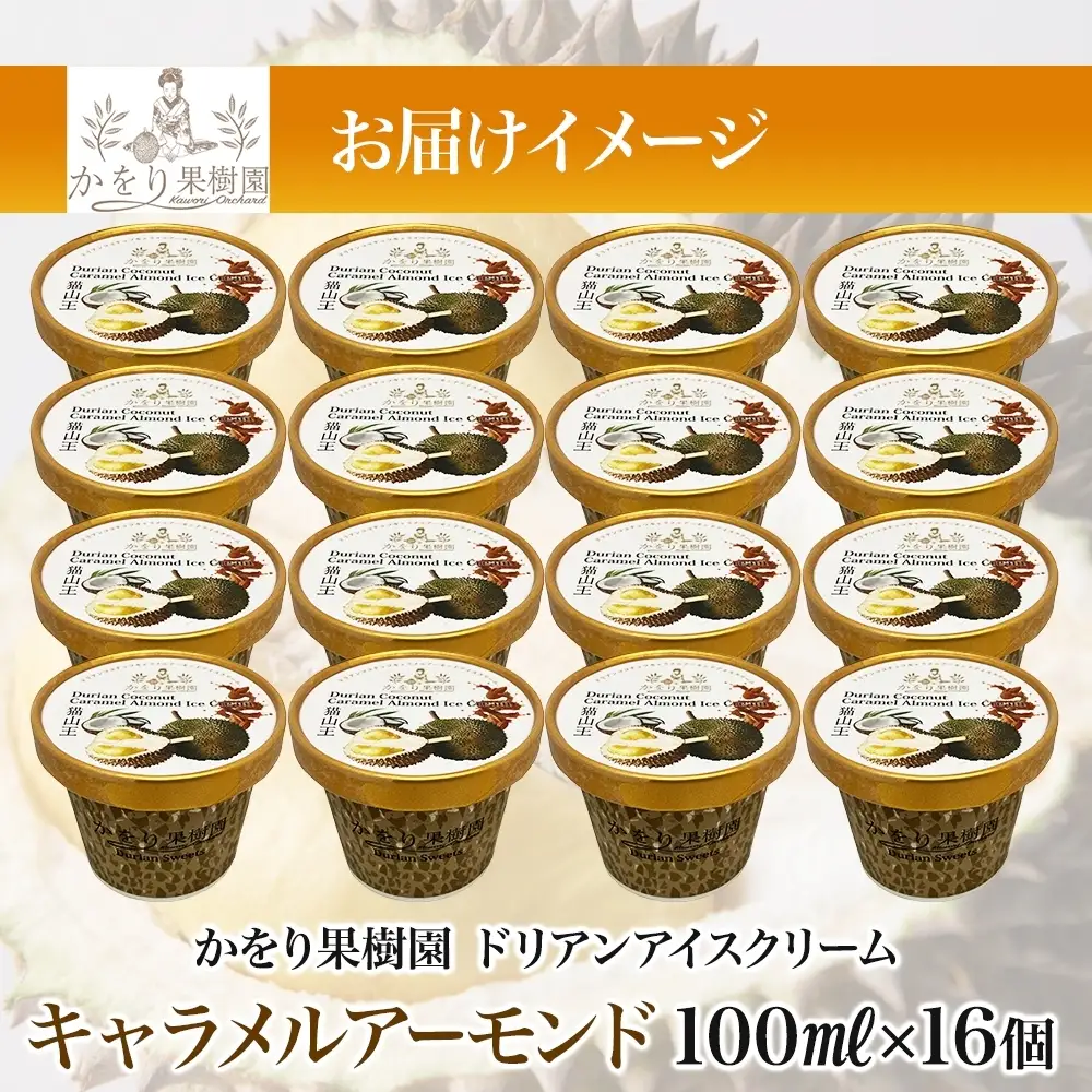 ドリアン ココナッツ キャラメルアーモンド アイスクリーム 100ml 16個 ココナッツ キャラメル