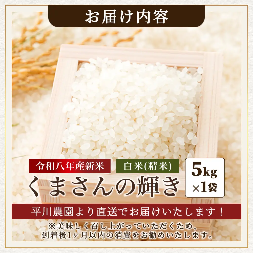 令和8年産 新米 くまさんの輝き 5kg (令和8年10月中旬～発送) 精米・玄米選べる 熊本県産 お米 107-0701