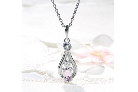 ペンダント ネックレス PT900 プラチナ 0.17ct ダイヤモンド ピンクサファイア しずく つゆ型 ミル アンティーク誕生石 大粒 ジュエリー 【f253-pt-psa】