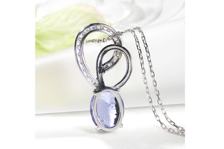 ペンダント ネックレス PT900 プラチナ 0.18ct ダイヤモンド タンザナイト 大粒 オーバル 誕生石 華やか ハート 大ぶり ダイヤ ジュエリー 【f274-ta-pt】