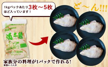 ＜愛媛県産 銘柄鶏 浜千鶏（はまちどり）若鶏むね肉 5kg（1kg×5）3ヶ月定期便＞ 国産 鶏肉 大容量 業務用 家庭用 鳥肉 とり チキン ムネ 精肉 塊 ブロック 定期便 産地直送 愛媛県 西予市【冷凍】『1か月以内に順次出荷』OMF0004