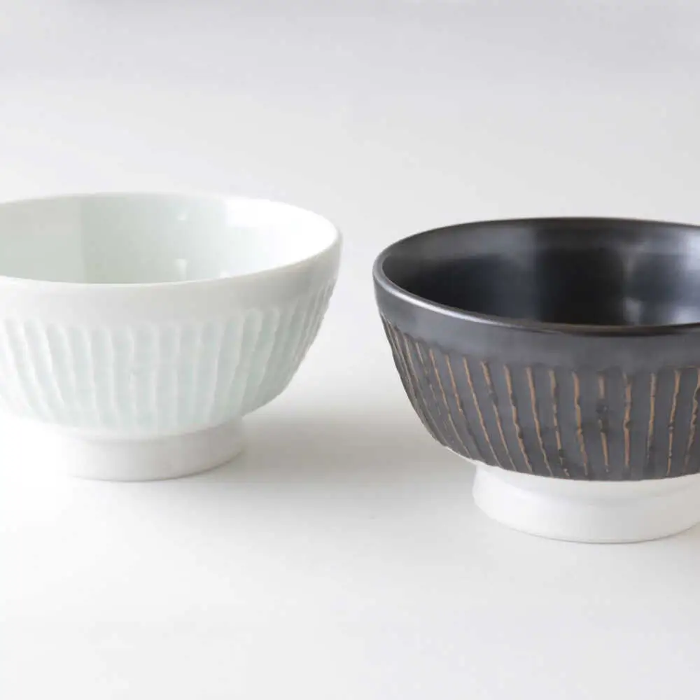 【波佐見焼】くらわんか碗 ペア モノクロ 青白磁・鉄釉【奥川陶器】[KB78]