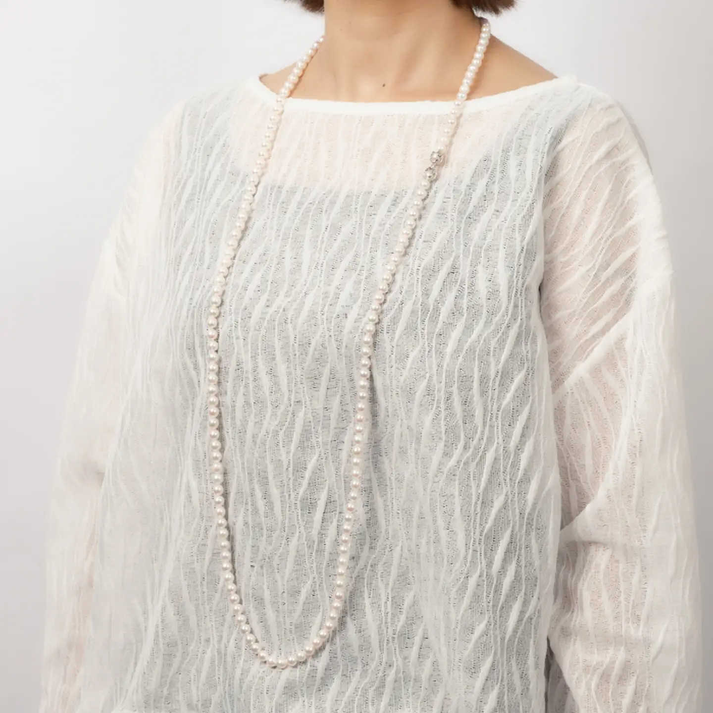 7.5-8アコヤ真珠120cmセミバロックロングネックレス ジュエリー アクセサリー ネックレス 真珠 パール 美穂野 佐賀市 ：C500-032