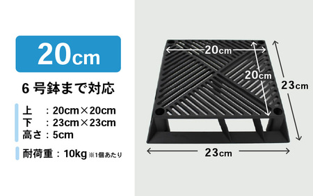 【カーメン君×daim コラボ】daim ブラックベース 20cm 10個入 6号鉢まで対応（園芸用鉢スタンド）【家庭菜園 園芸 ガーデニング ガーデニンググッズ 園芸用品 鉢 植木鉢 鉢置き 鉢台 スタンド 観葉植物 スタンド ベランダ ユーチューバー コラボ 】 [A-18407]