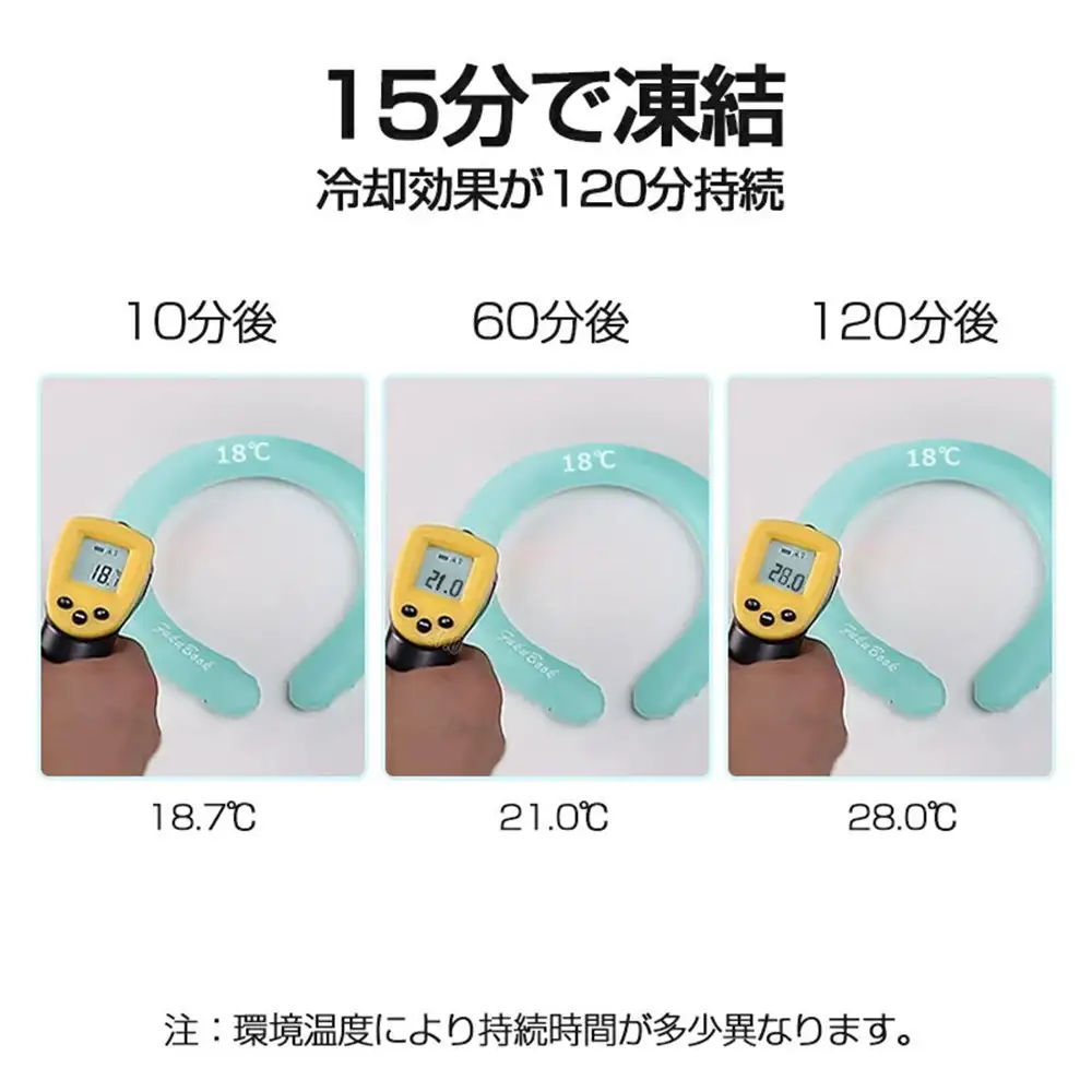 【グリーン】クールリング ネックリング ネック用 ネックピロー型 首冷却 クールネックバンド 熱中症対策 冷却グッズ 熱中症予防 即冷却温度 ひんやり 28度キープ 抗菌加工プラ 安全なPC素材 繰り返し使用