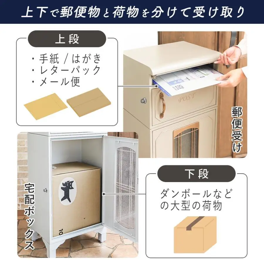 宅配ボックス付きポスト エルディー 一体型 大容量 宅配ボックス付きポスト ブルー