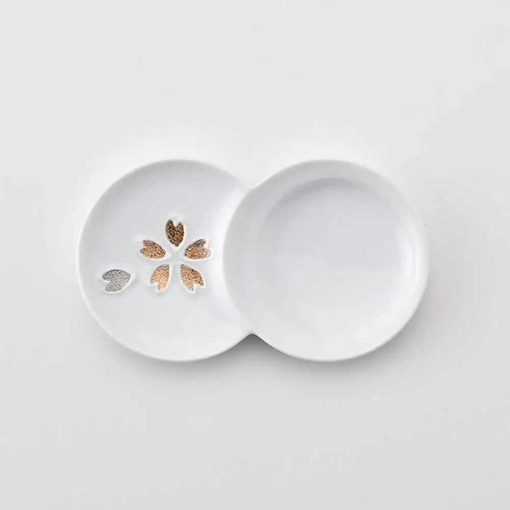 【波佐見焼】小分け豆皿 4枚セット 金彩銀彩 桜・紅葉・椿・梅 【重山陶器】[ZB29]