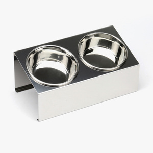 1070 ペットフードスタンド 犬用 食器台 ステンレス製 傾斜タイプ ステンレス食器皿 ダブルスタンド PT10-03B-2