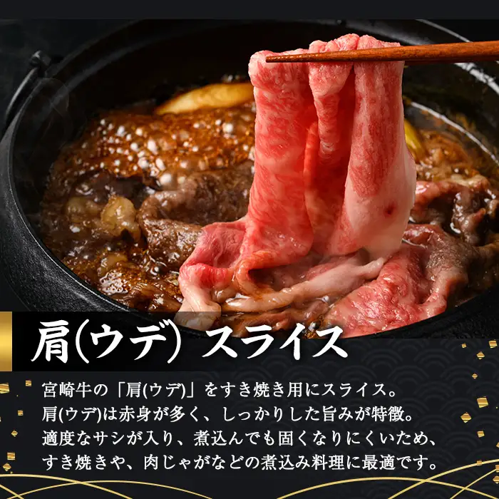 宮崎牛 肩(ウデ) スライス (計2kg・500g×4P) すき焼き お肉 牛肉 黒毛和牛 宮崎牛 ブランド和牛 冷凍 国産 肩 ウデ スライス 宮崎県産 しゃぶしゃぶ 【YM-16】【YAMATO株式会社】