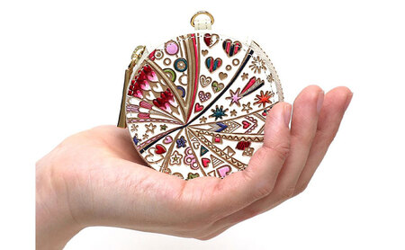 【文庫屋大関】マカロンポーチ グロッシーハート【皮革工芸品】 ポーチ ミニポーチ 小物入れ アクセサリー入れ イヤホン入れ 収納 保管ケース 手のひらサイズ  本革 革 皮革 工芸品 工芸 雑貨 ギフト プレゼント 日本製 東京