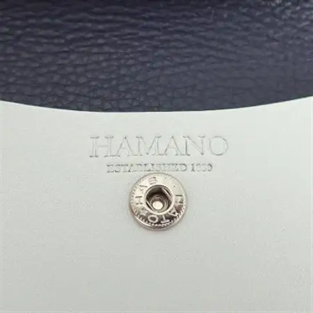【濱野皮革工藝 HAMANO】カードケース 名刺入れ(ホワイト×ネイビー)【1647964】