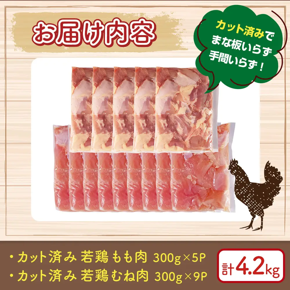 鶏肉 宮崎県産若鶏もも肉 むね肉 計4.2kg 国産 鶏肉 若鶏 もも肉 むね肉 