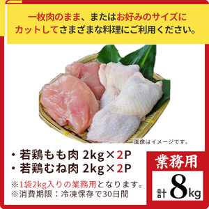 鶏肉 宮崎県産若鶏 もも肉 むね肉 大容量パック 計8kg 国産 鶏肉 若鶏 もも肉 むね肉 