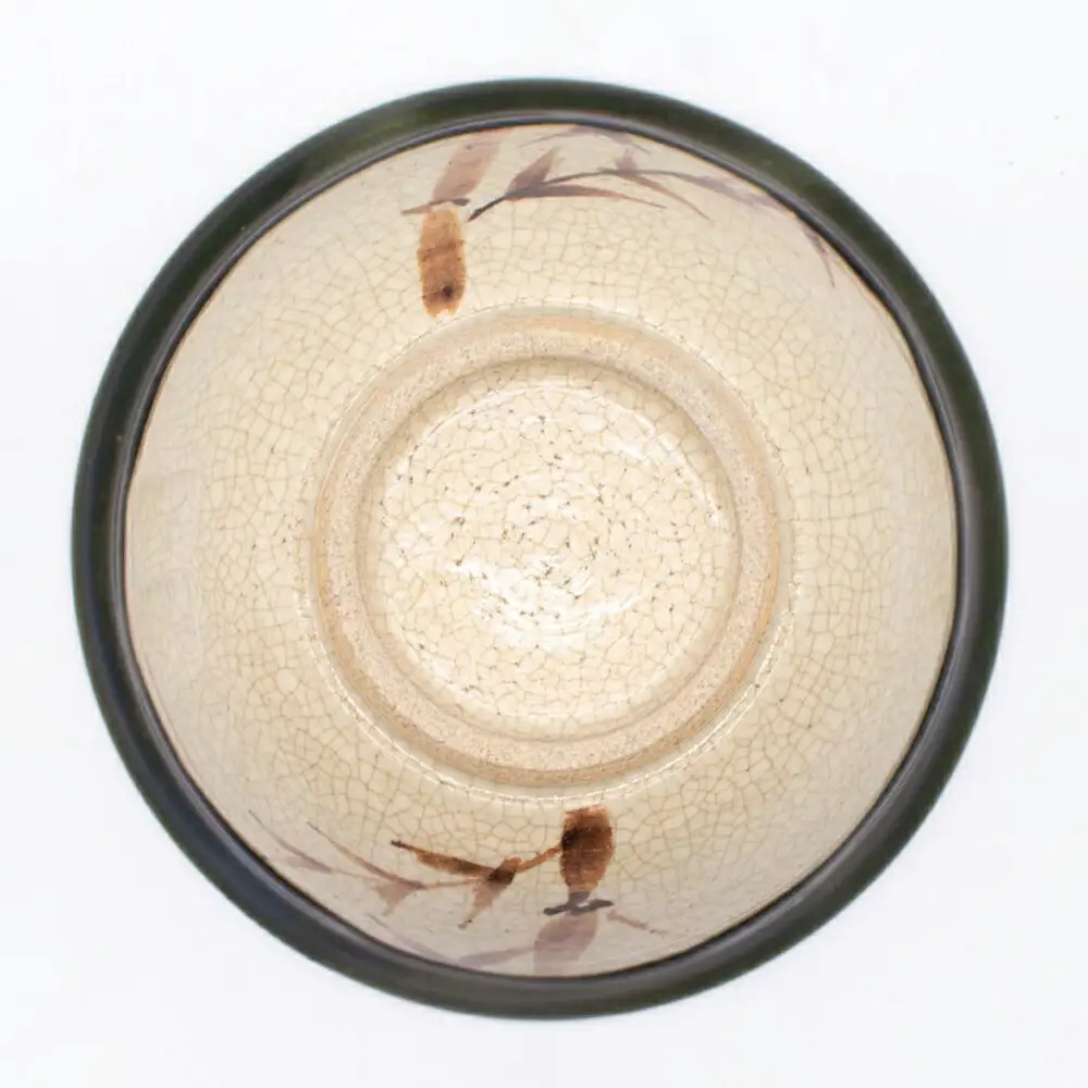 【瀬戸焼】織部竹絵飯碗 【山長陶苑】 / 碗 茶碗 ご飯茶碗 食器 和食器 / 瀬戸市[BBBH051]