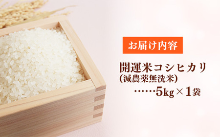 【ふるなび限定】【無洗米】令和7年産 開運米 コシヒカリ（減農薬）幸手産 - 5kg×1袋 ５kg こしひかり 福祉 応援 安心 安全 埼玉県 幸手市 幸手市産【価格改定】 FN-Limited-PR