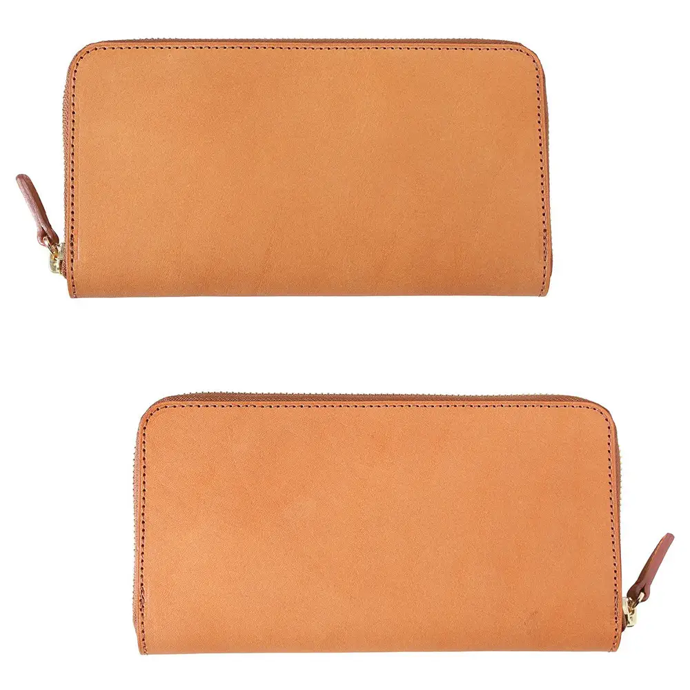 FUKUNARY 長財布 淡茶 ベージュ 栃木レザー アースレザー earth leather 本革 牛革 レザー 素材 ラウンドファスナー ファスナー ブランド メンズ レディース おしゃれ 大容量 小銭入れ 千菱 せんりょう 日本製 広島市 フクナリー L001