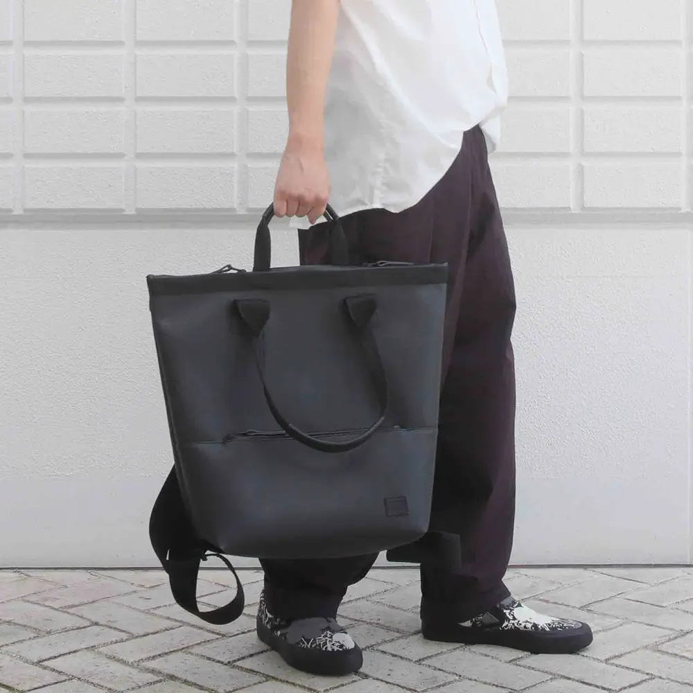 FUKUNARY トートバッグ 4WAY ブラック リュック バックパック ショルダーバッグ 耐水 軽量 帝人 コードレ 素材 メンズ レディース おしゃれ 大容量 日本製 広島市 フクナリー E021