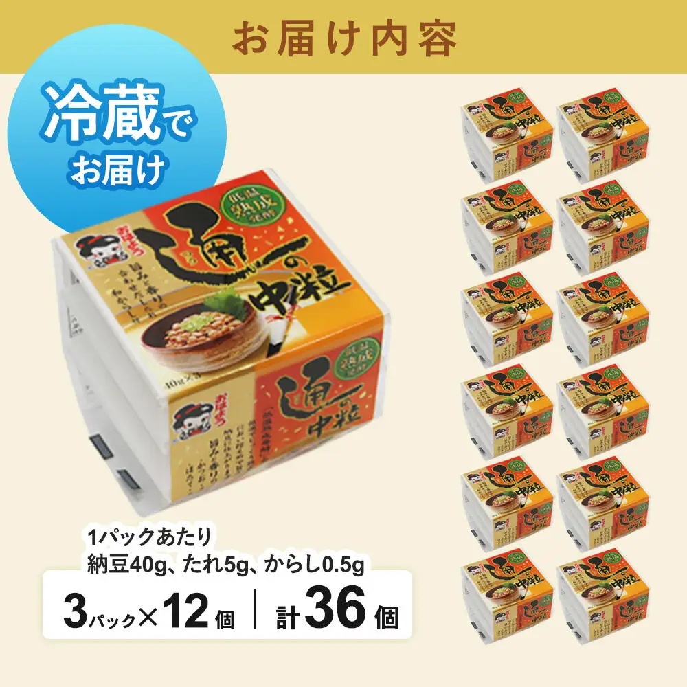 ヤマダフーズ おはよう納豆通の納豆中粒 ミニ 3パック×12個（計36個）