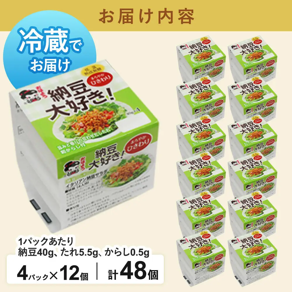 ヤマダフーズ 納豆大好きまろやか ひきわり ミニ 4パック×12個（計48個）