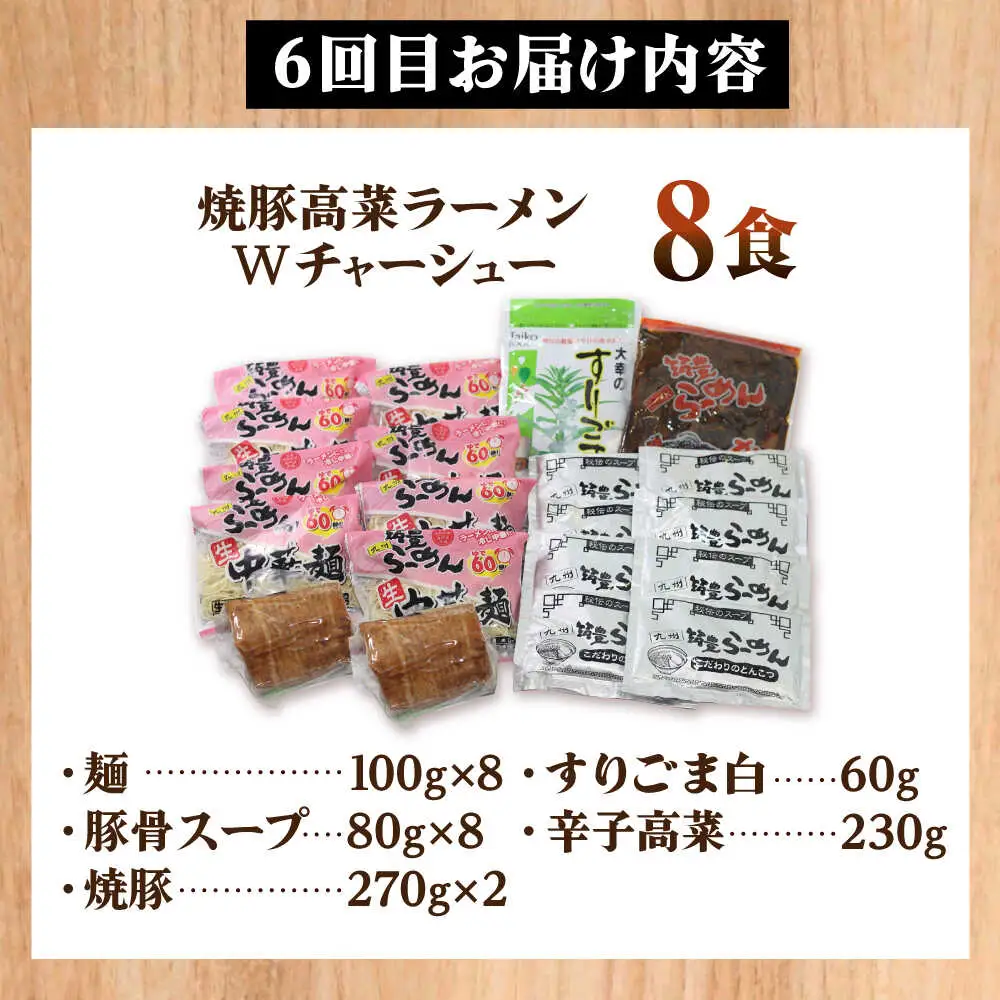 【全6回定期便】 九州筑豊！山小屋ラーメン定期便 (焼豚・高菜・角煮)[BGBP009]らーめん定期便