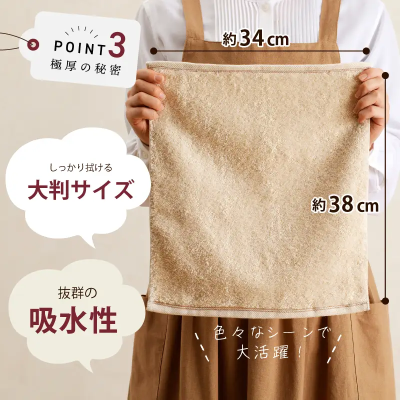 極厚ハンドタオル 5枚 生成色 泉州タオル