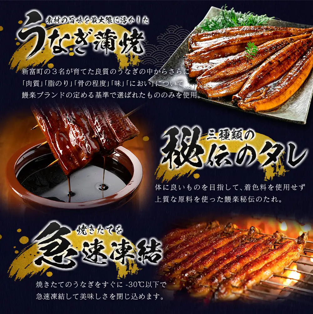 10月配送 鰻楽 国産 うなぎ蒲焼 2尾 360g以上 B555-2610